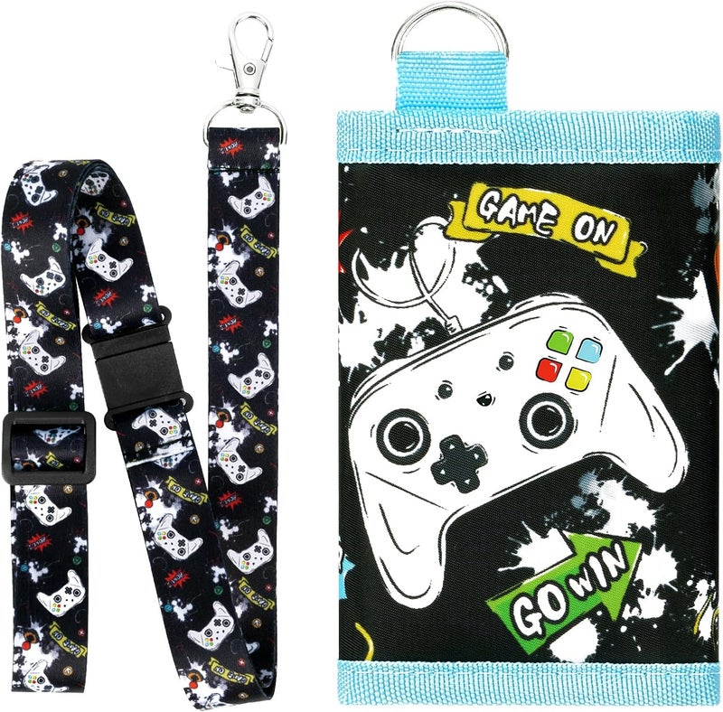 WAWSAM Kids Wallet for Boys, Game Trifold Boys Wallet for Kids Ages 4-18, Novelty Wallet with Zippered Coin Pocket and Card Holders Lanyard, Christmas Birthday Gift for Boy Children - Image 1